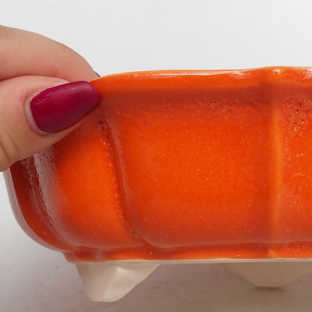 Bol à bonsaï en céramique 18,5 x 18,5 x 5,5 cm, orange