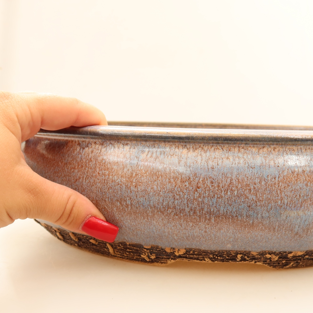 Pot à bonsaï en céramique 32,5 x 32,5 x 8 cm, couleur bleue - RETRAIT SUR PLACE UNIQUEMENT ou expédition par palette
