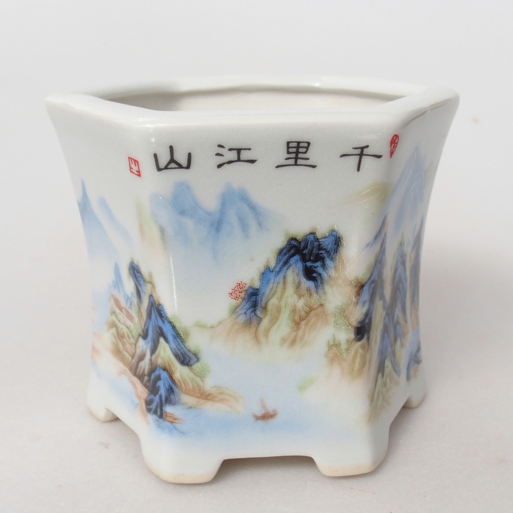 Bol à bonsaï en céramique 10,5 x 9,5 x 9 cm, couleur blanc