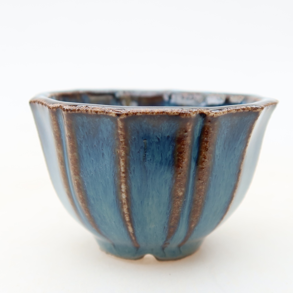 Pot à bonsaï en céramique 5,5 x 5,5 x 3,5 cm, couleur bleue