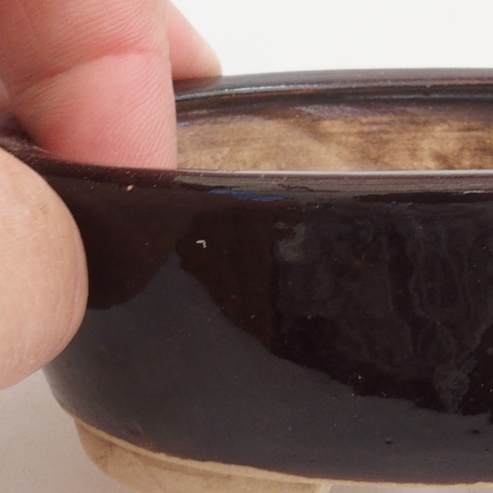 Bol à bonsaï en céramique 10 x 8,5 x 4 cm, brun