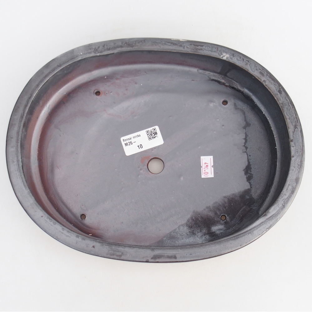 Bol à bonsaï en céramique 27 x 21 x 5,5 cm, couleur métal