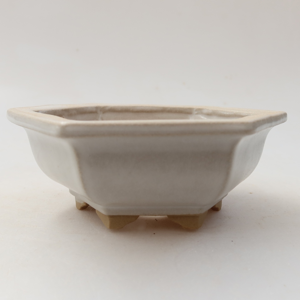 Pot à bonsaï en céramique 12 x 10,5 x 4,5 cm, couleur blanche