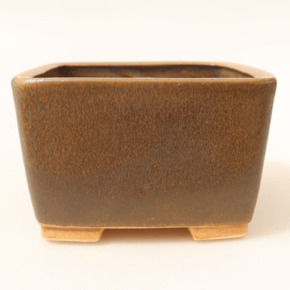 Pot à bonsaï en céramique 10,5 x 10,5 x 7 cm, couleur marron