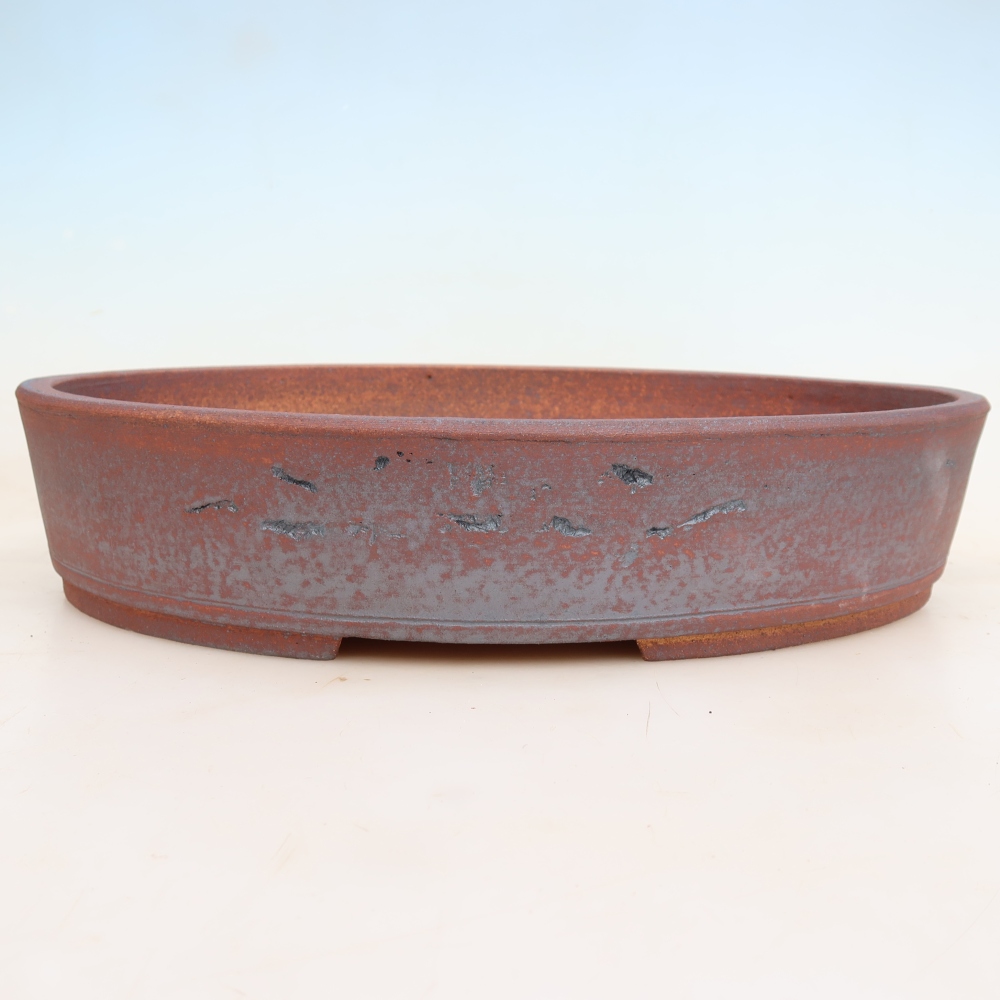 Pot à bonsaï en céramique 37 x 30 x 7,5 cm, couleur métallique