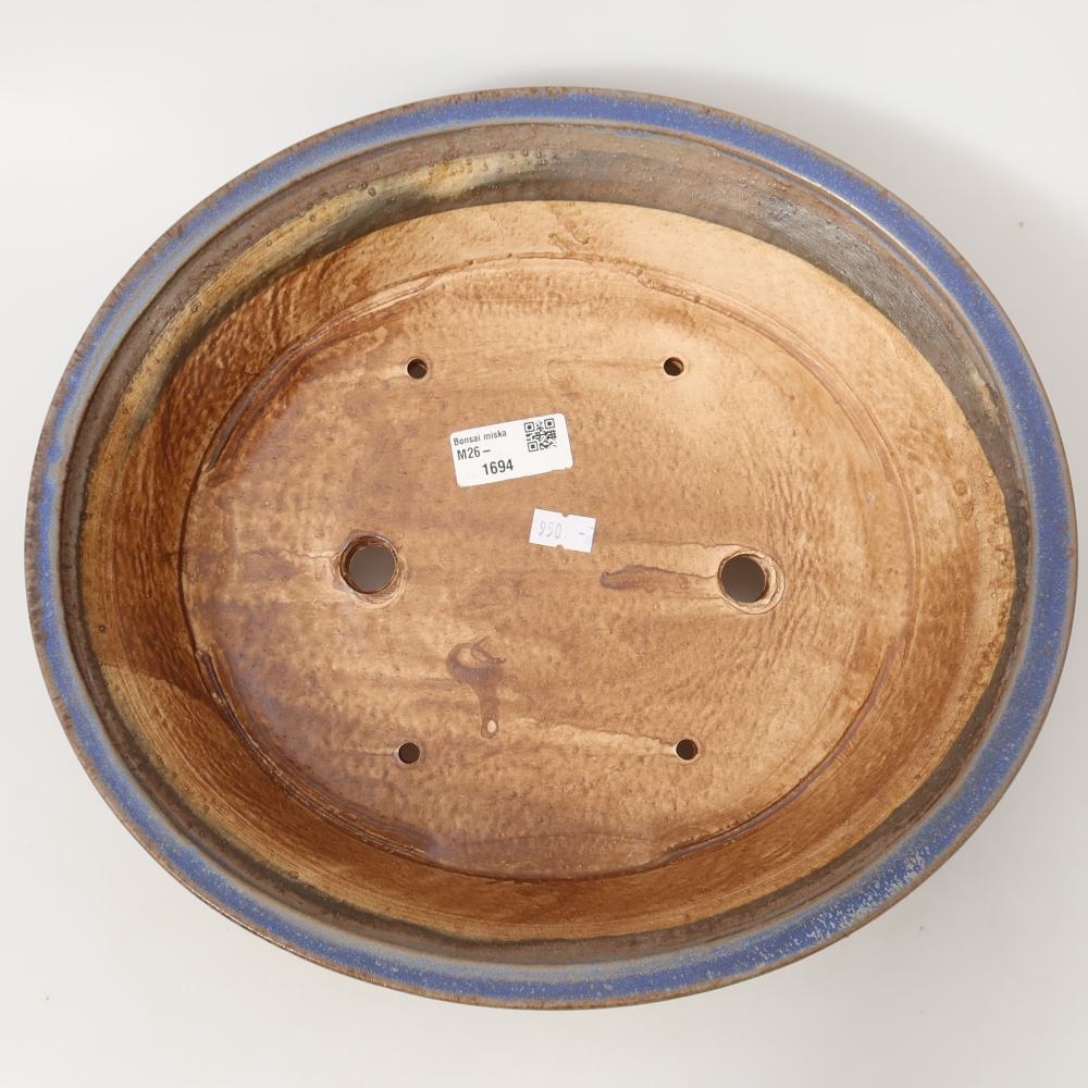 Pot à bonsaï en céramique 31,5 x 28 x 7 cm, couleur bleue