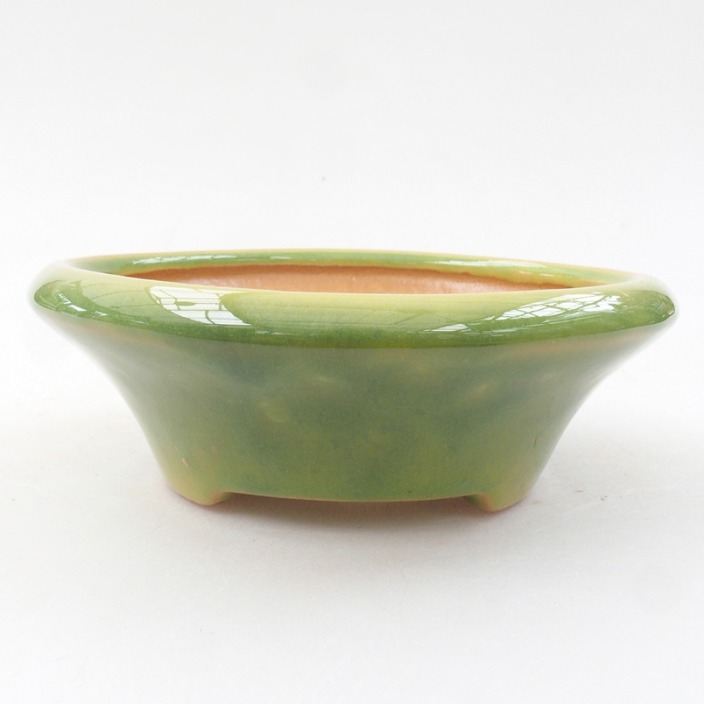 Bol à bonsaï en céramique 13,5 x 13,5 x 5 cm, vert