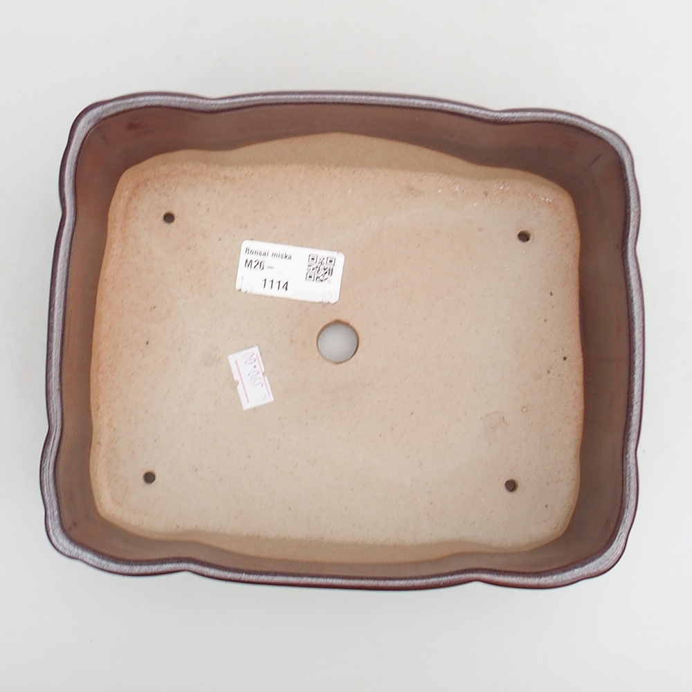 Bol à bonsaï en céramique 20 x 17 x 7 cm, bordeaux