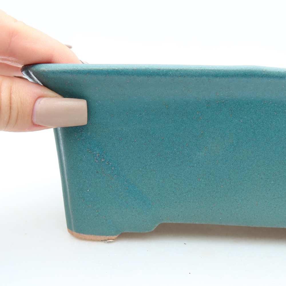 Pot à bonsaï en céramique 18 x 13,5 x 7,5 cm, couleur bleue