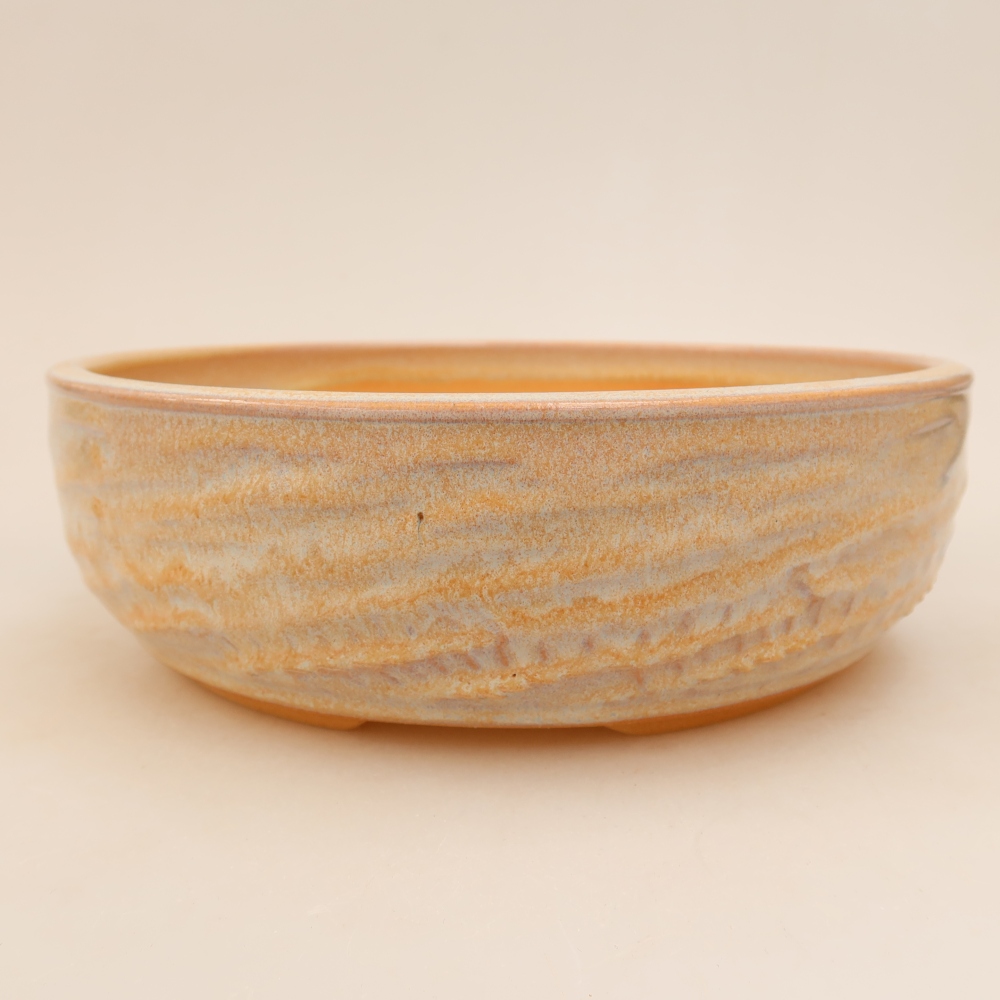 Pot à bonsaï en céramique 22 x 22 x 7 cm, couleur beige