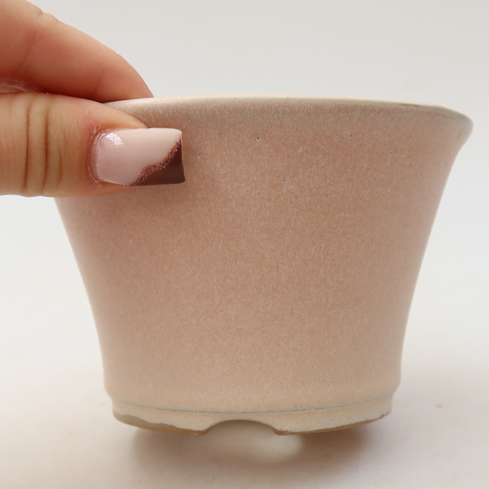 Pot à bonsaï en céramique 11 x 11 x 7 cm, couleur rose