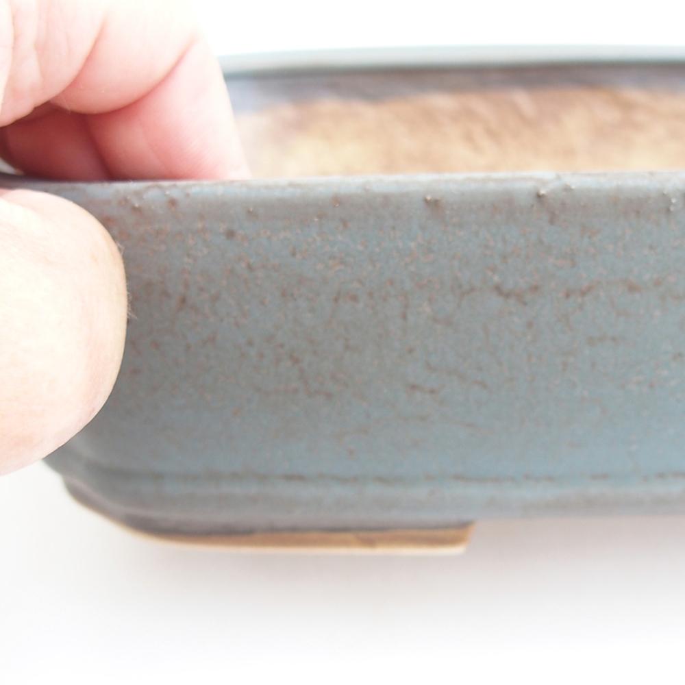 Bol à bonsaï en céramique 24 x 20,5 x 6 cm, couleur bleu