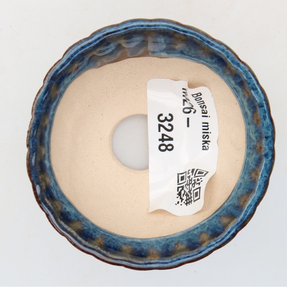 Pot à bonsaï en céramique 5,5 x 5,5 x 3 cm, couleur bleue