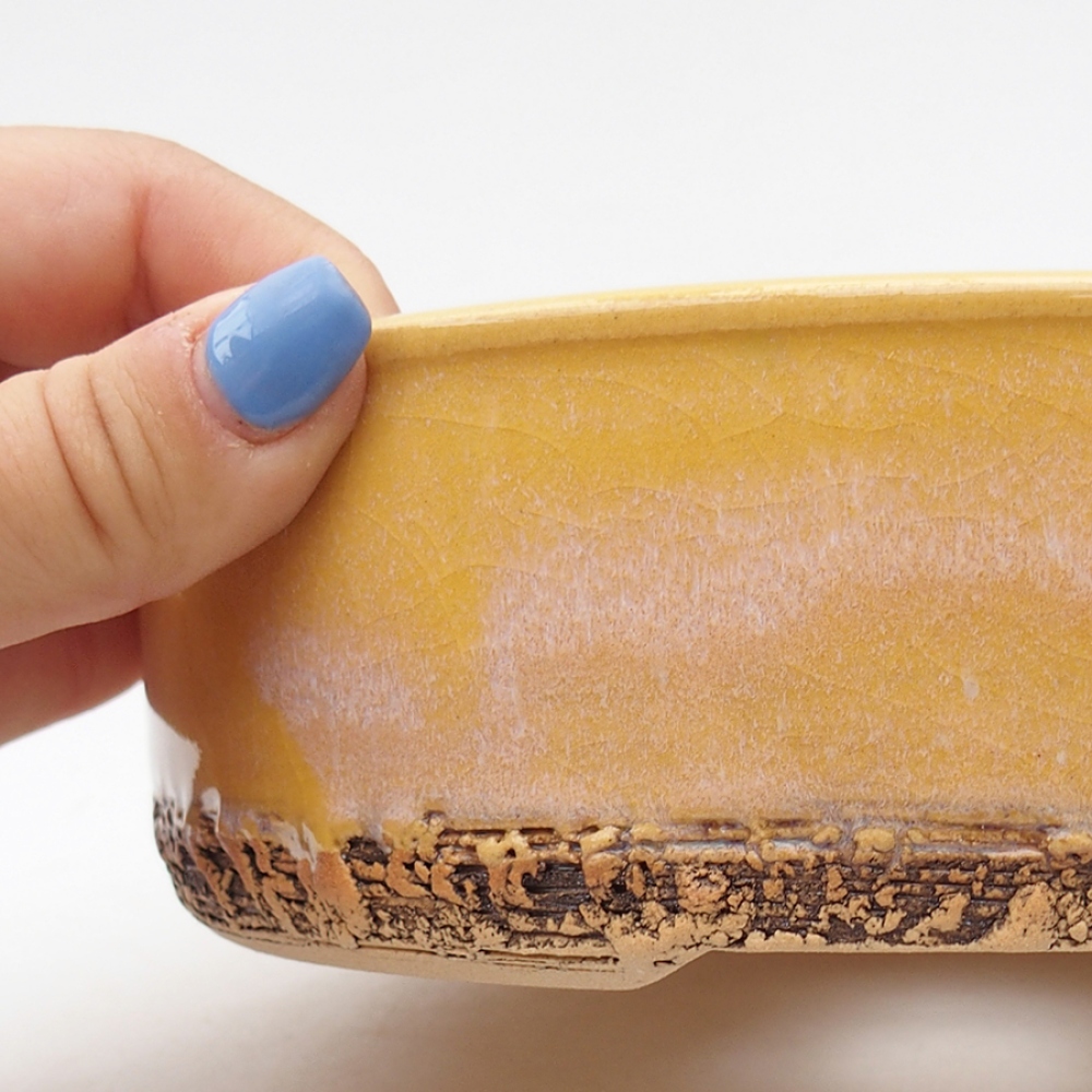 Bol à bonsaï en céramique 18,5 x 18,5 x 6 cm, jaune