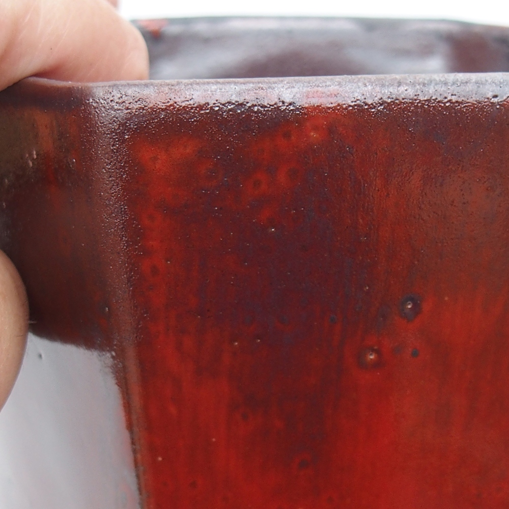 Bol à bonsaï en céramique 13 x 11,5 x 17 cm, couleur rouge