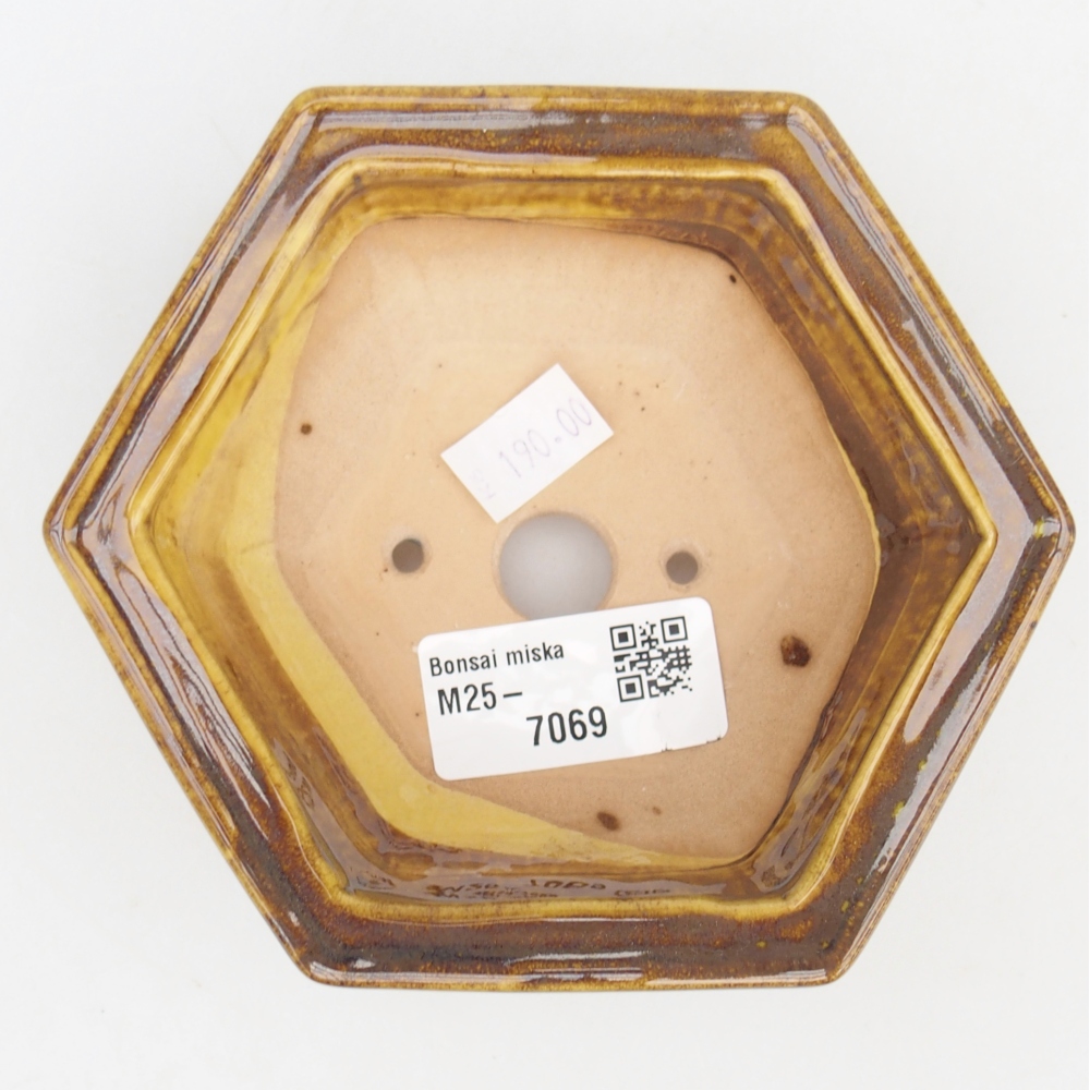 Bol à bonsaï en céramique 12 x 10,5 x 4,5 cm, jaune