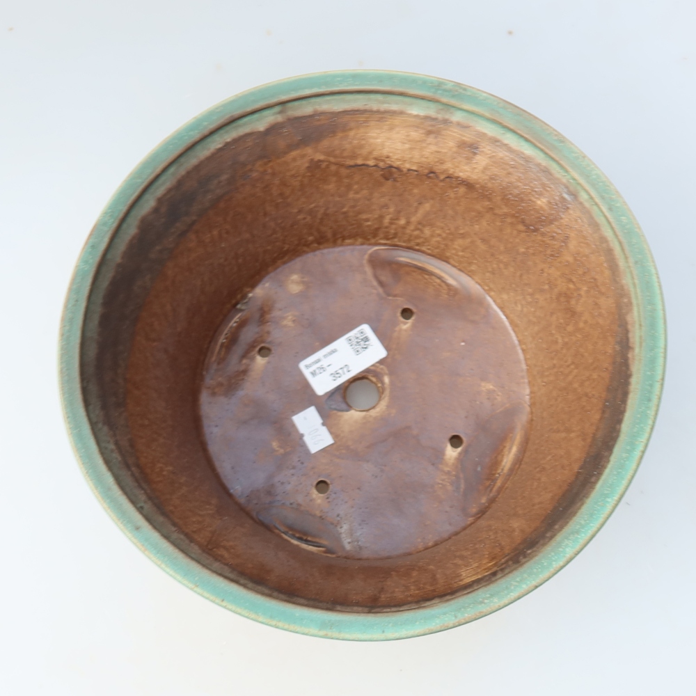 Pot à bonsaï en céramique 24,5 x 24,5 x 11,5 cm, couleur verte