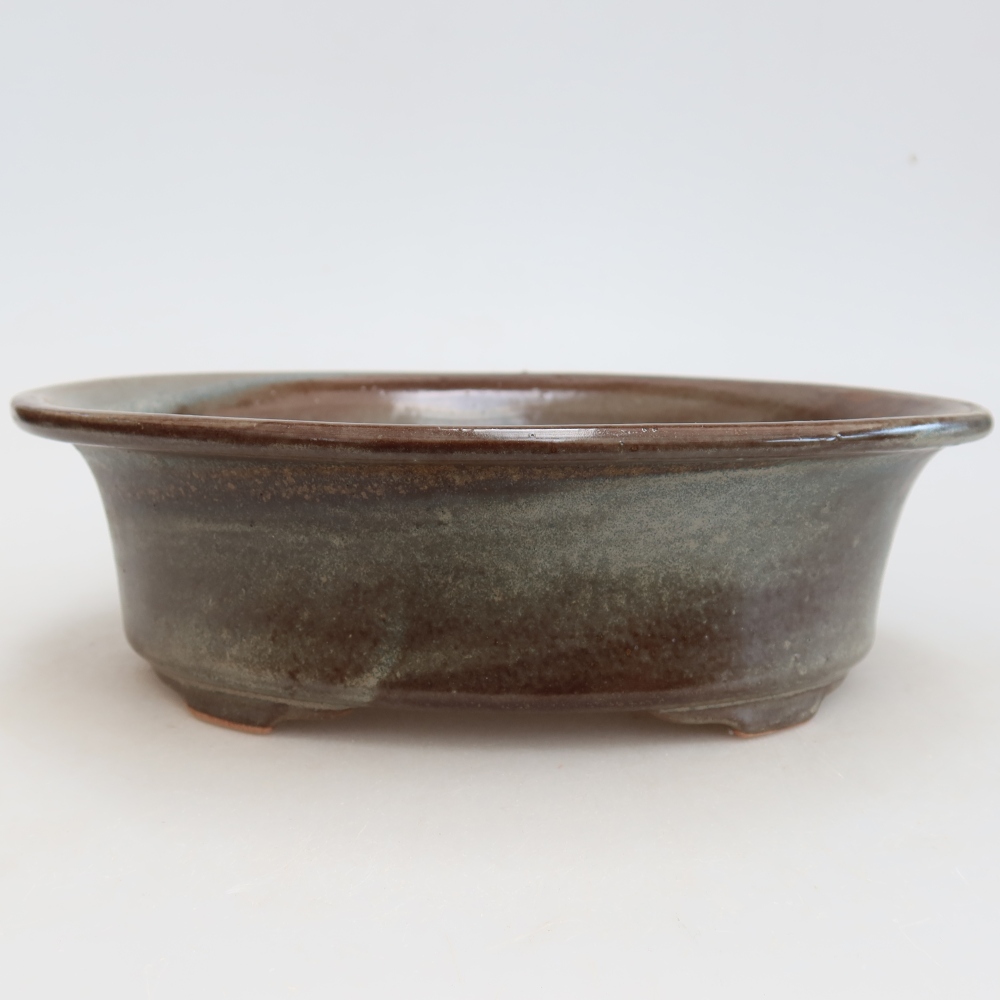 Pot à bonsaï en céramique 22 x 17,5 x 6,5 cm, couleur marron