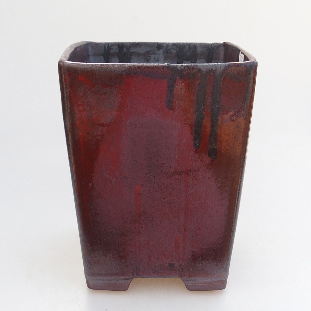 Bol à bonsaï en céramique 15 x 15 x 19 cm, couleur rouge