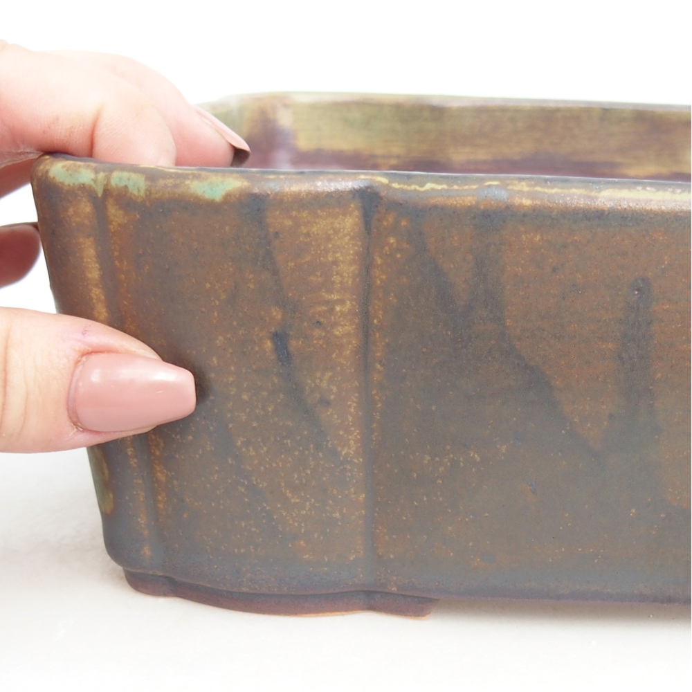 Bol à bonsaï en céramique 21 x 18 x 7 cm, vert-brun