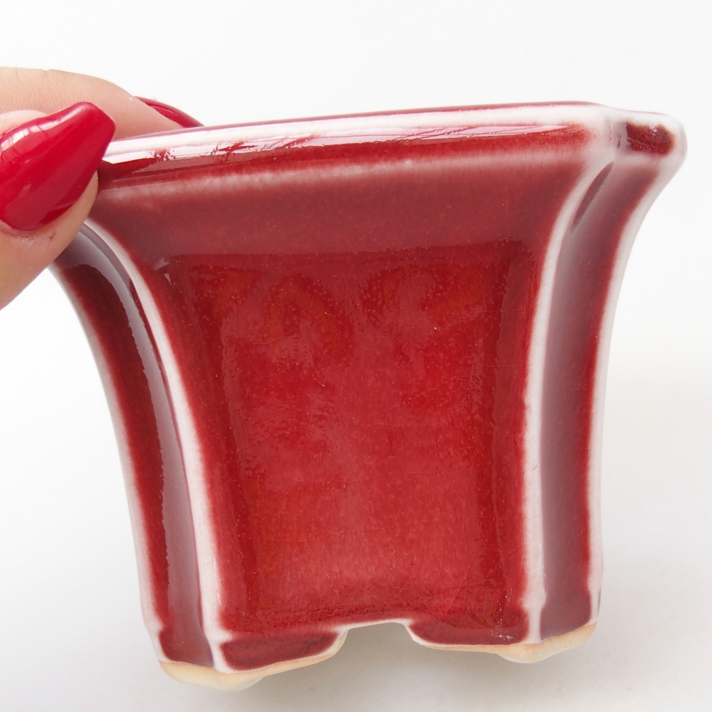 Bol à bonsaï en céramique 10 x 10 x 7 cm, couleur rouge