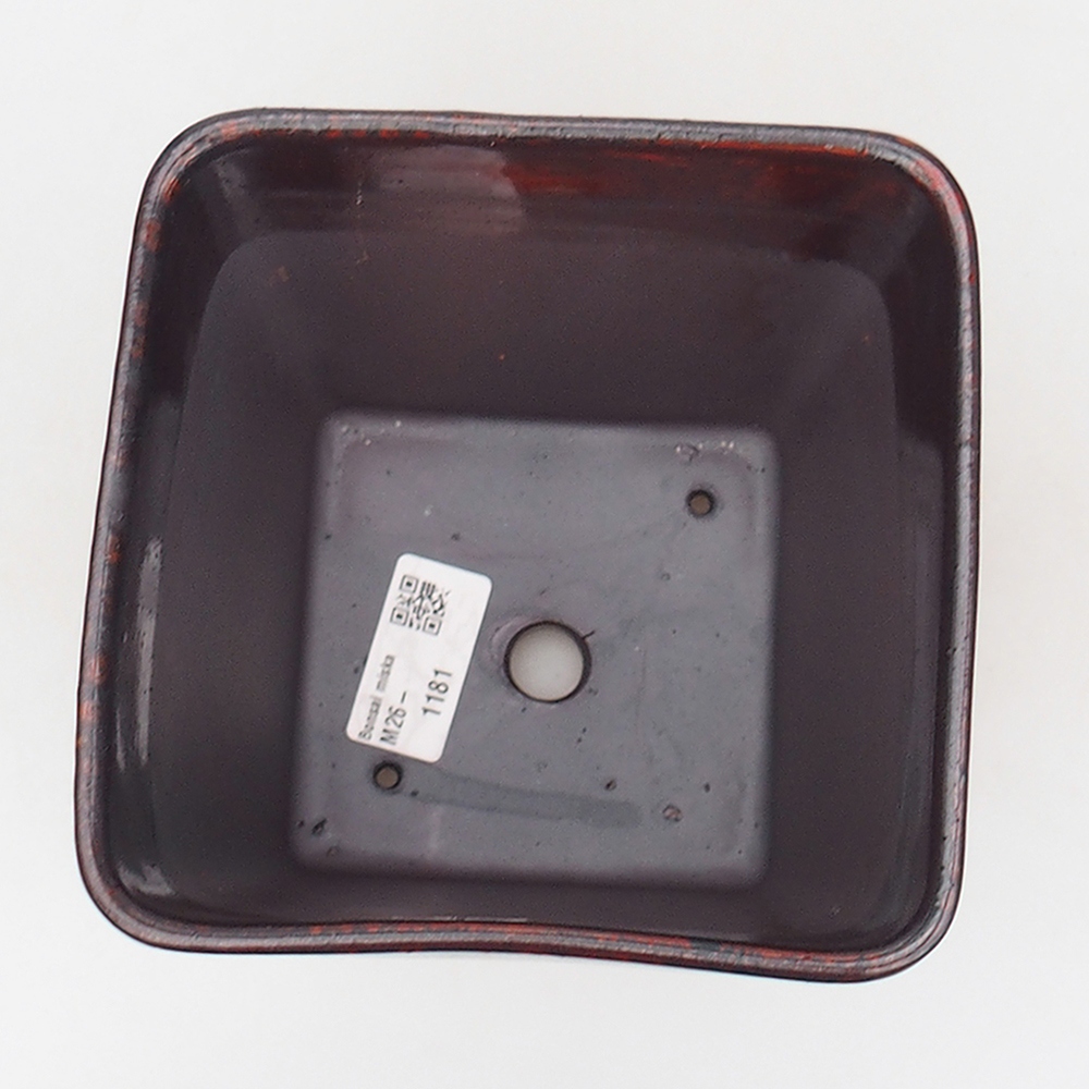 Bol à bonsaï en céramique 14 x 14 x 15 cm, couleur rouge