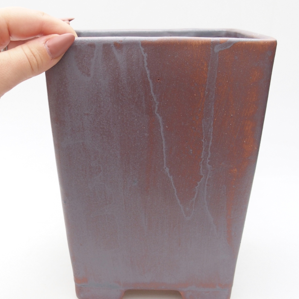 Bol à bonsaï en céramique 15 x 15 x 19,5 cm, couleur métal