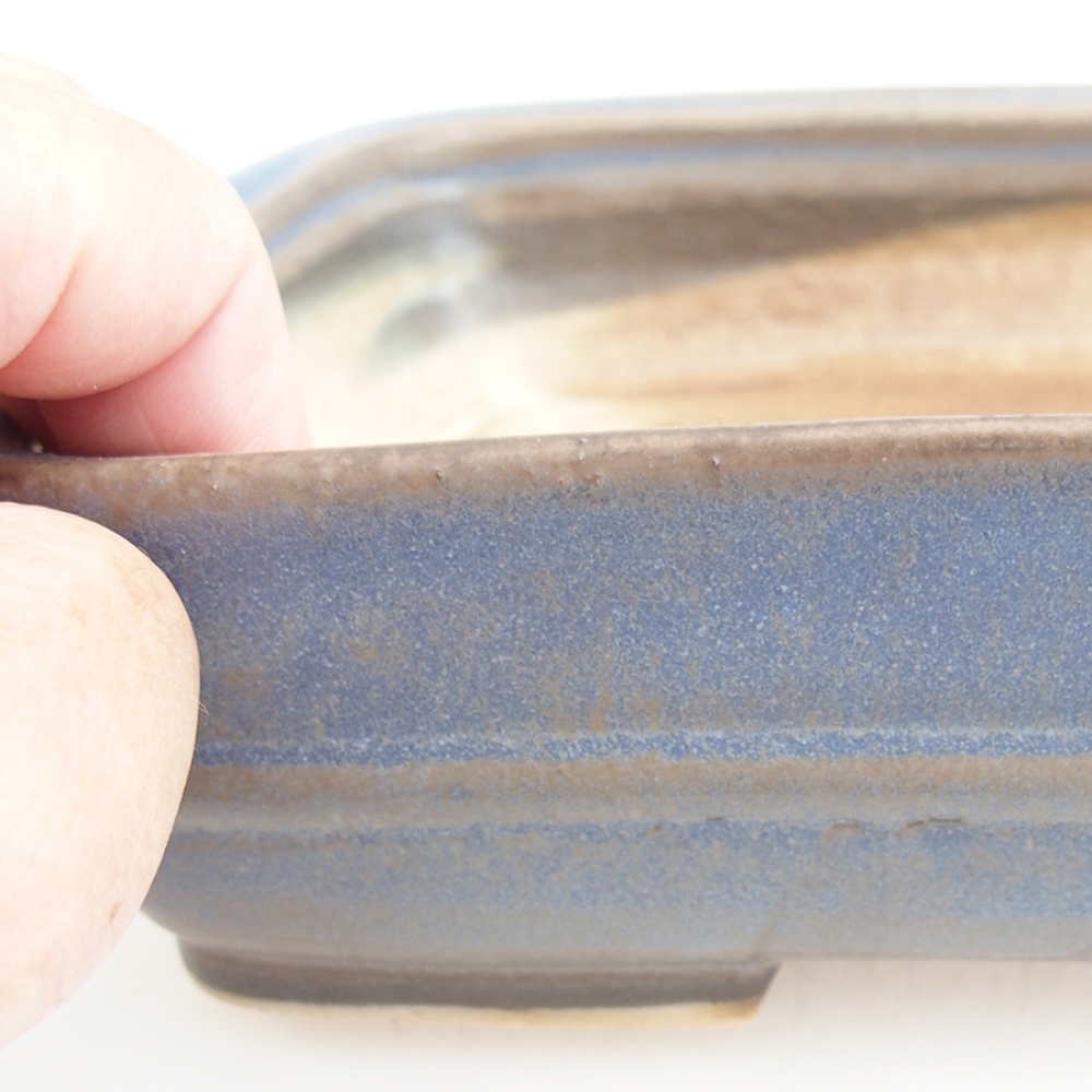 Bol à bonsaï en céramique 21,5 x 17,5 x 5,5 cm, couleur bleu