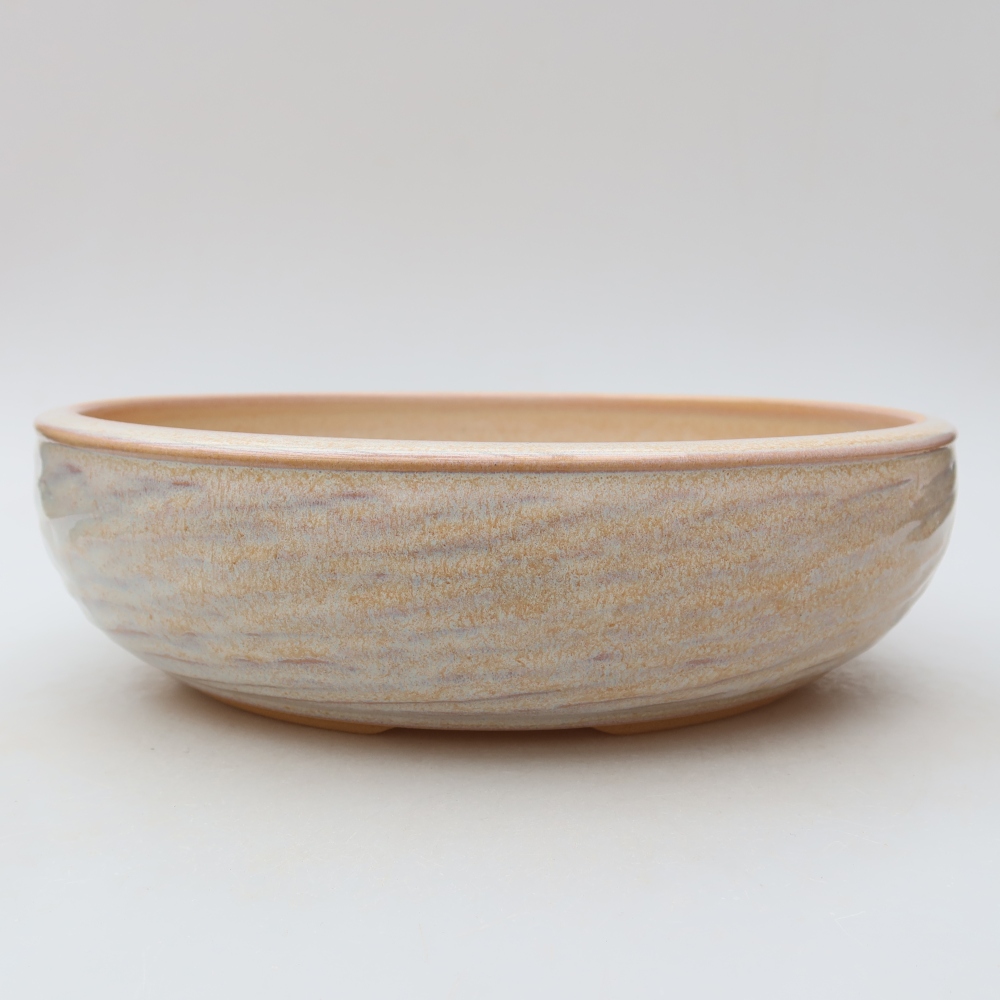 Bol à bonsaï en céramique 26,5 x 26,5 x 7,5 cm, couleur beige