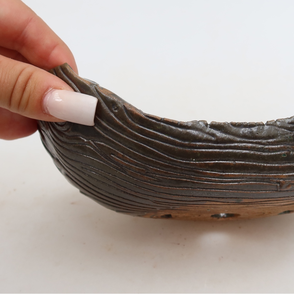 Coquille en céramique  16,5 x 11 x 6 cm, couleur brun-vert