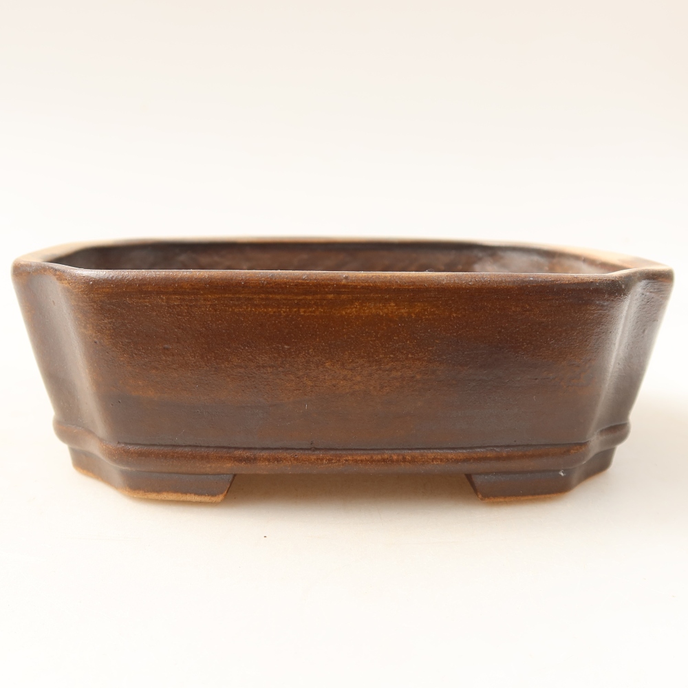 Pot à bonsaï en céramique 13,5 x 11,5 x 4 cm, couleur marron