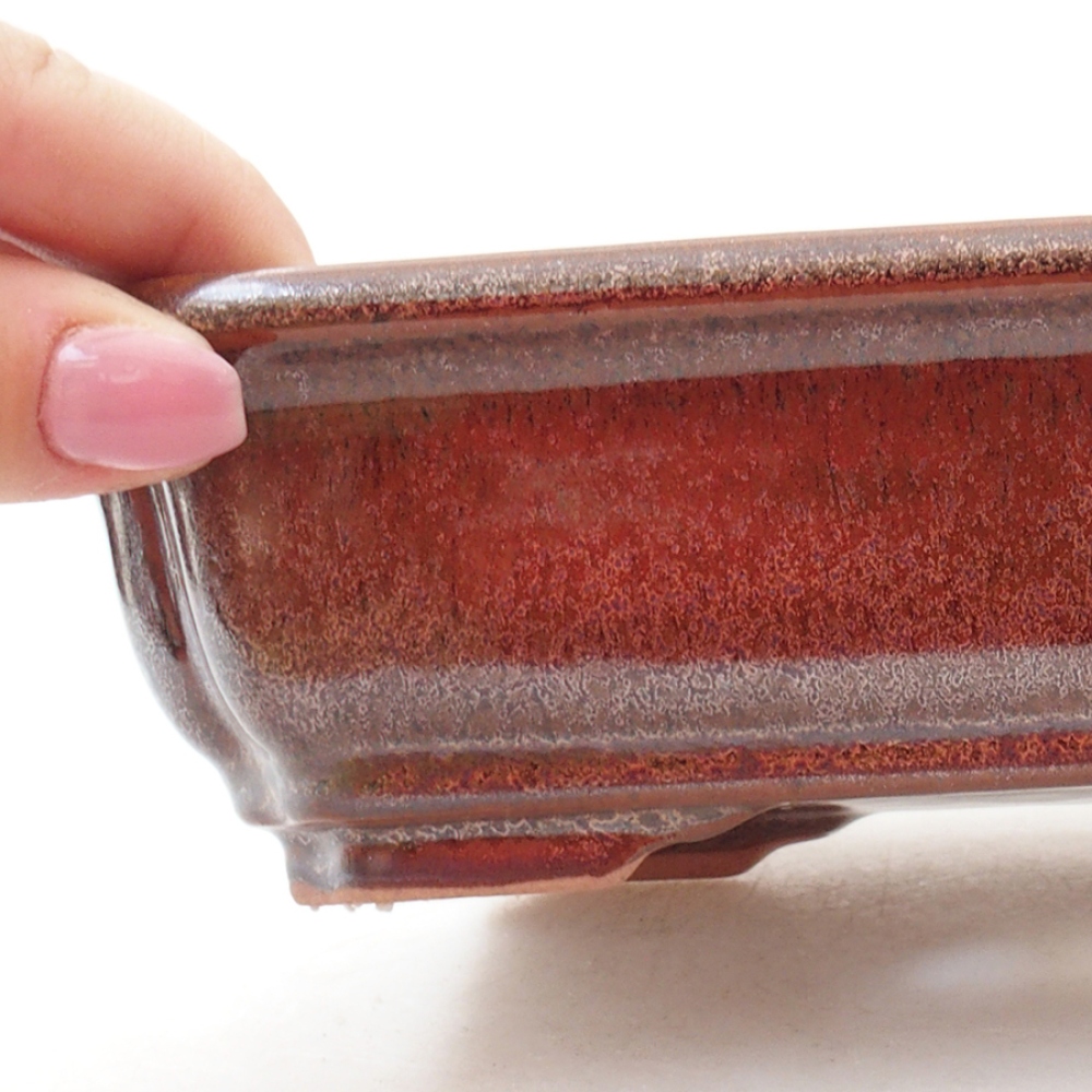 Bol à bonsaï en céramique 18 x 13,5 x 5 cm, brun