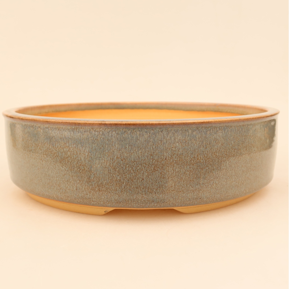 Pot à bonsaï en céramique 23,5 x 23,5 x 6,5 cm, couleur grise
