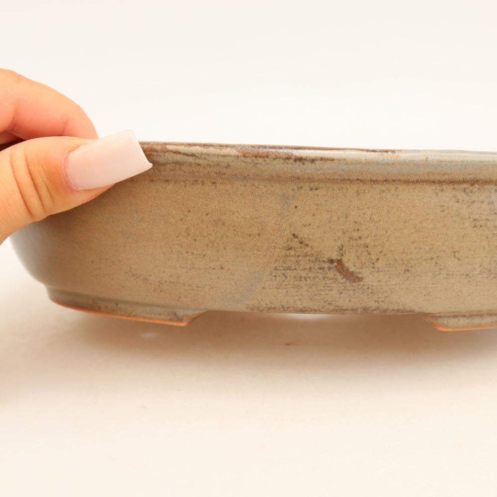Pot à bonsaï en céramique 22 x 17 x 5 cm, couleur bleu-brun