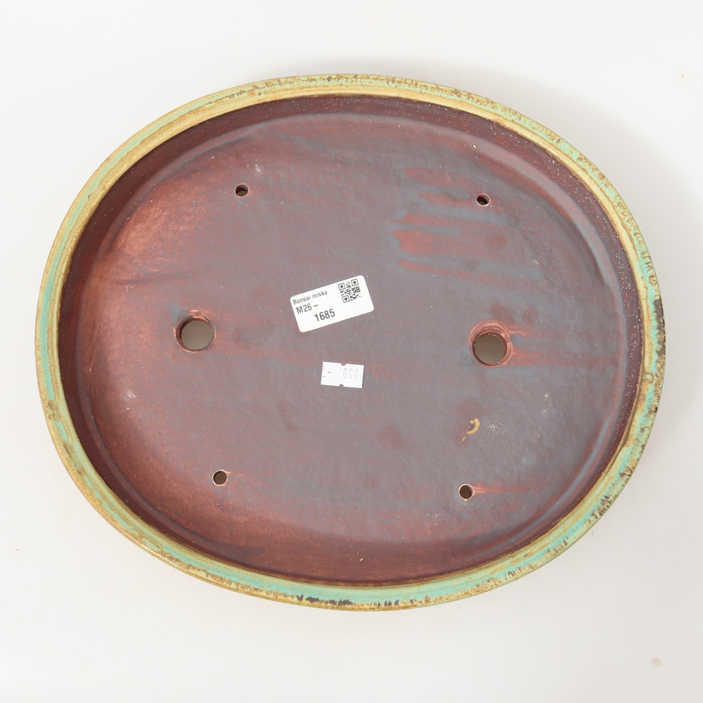 Pot à bonsaï en céramique 30,5 x 26,5 x 4 cm, couleur verte