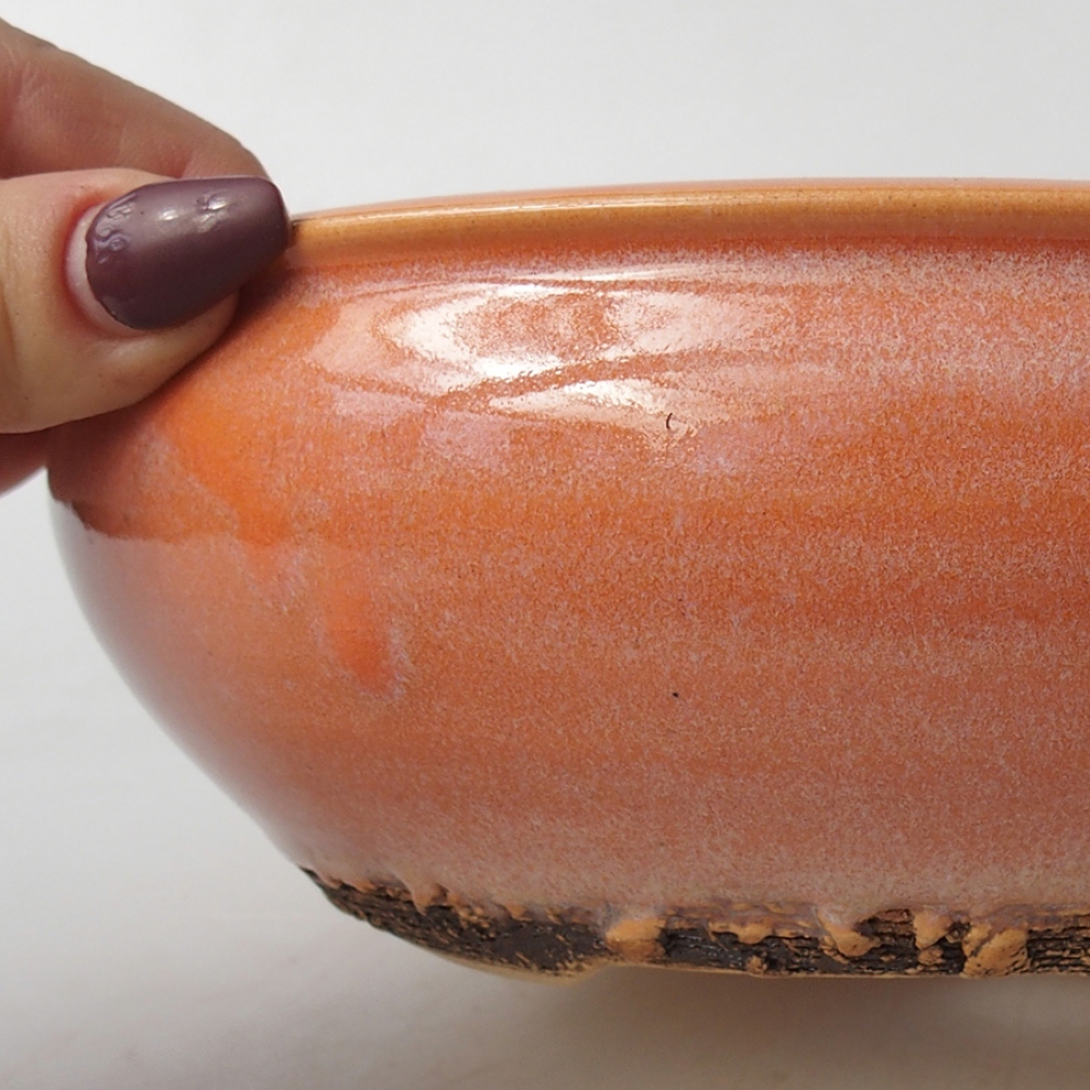 Bol à bonsaï en céramique 18,5 x 18,5 x 6,5 cm, orange