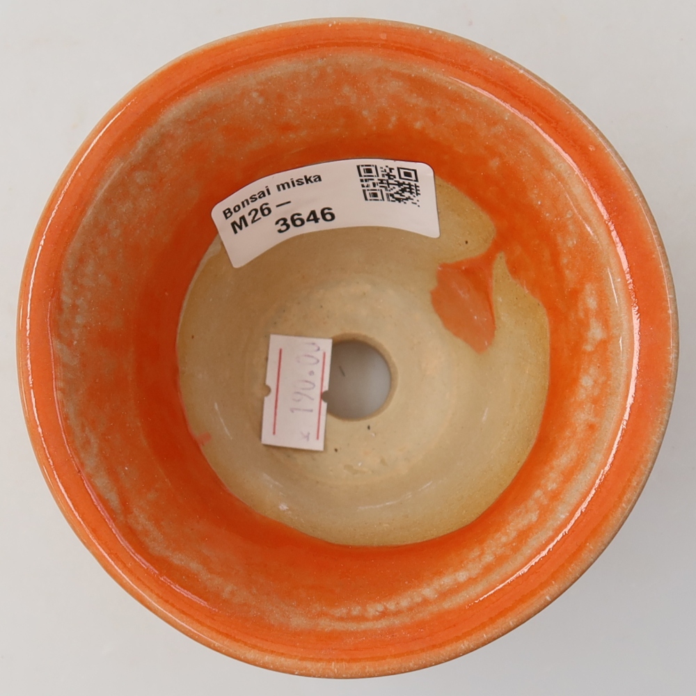 Pot à bonsaï en céramique 10,5 x 10,5 x 7 cm, couleur orange