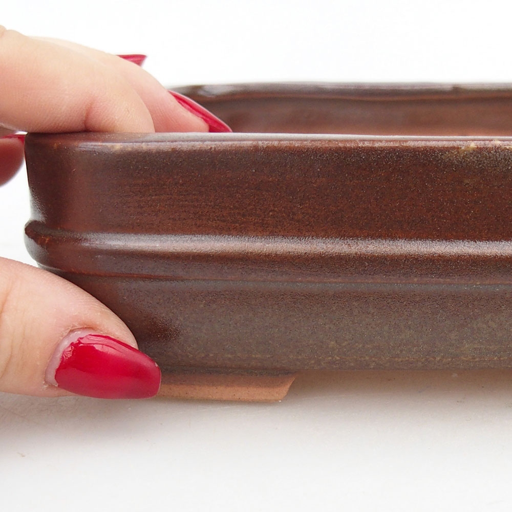 Bol à bonsaï en céramique 14,5 x 12,5 x 4,5 cm, brun