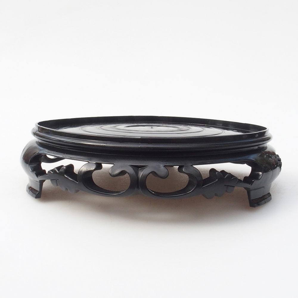 Table à bonsaï en plastique ronde 17,5 x 17,5 x 4 cm, couleur noire