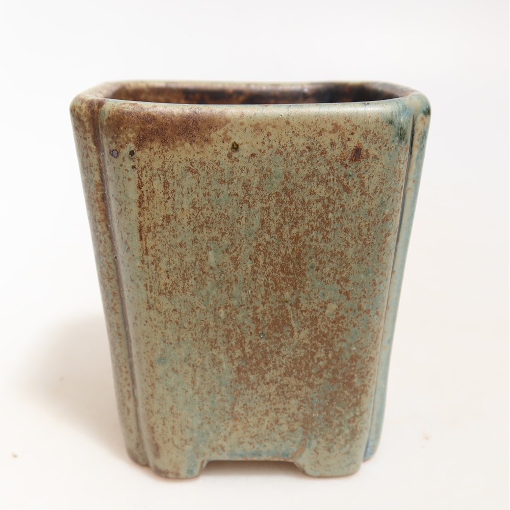 Pot à bonsaï en céramique 7 x 7 x 8 cm, couleur brun-vert