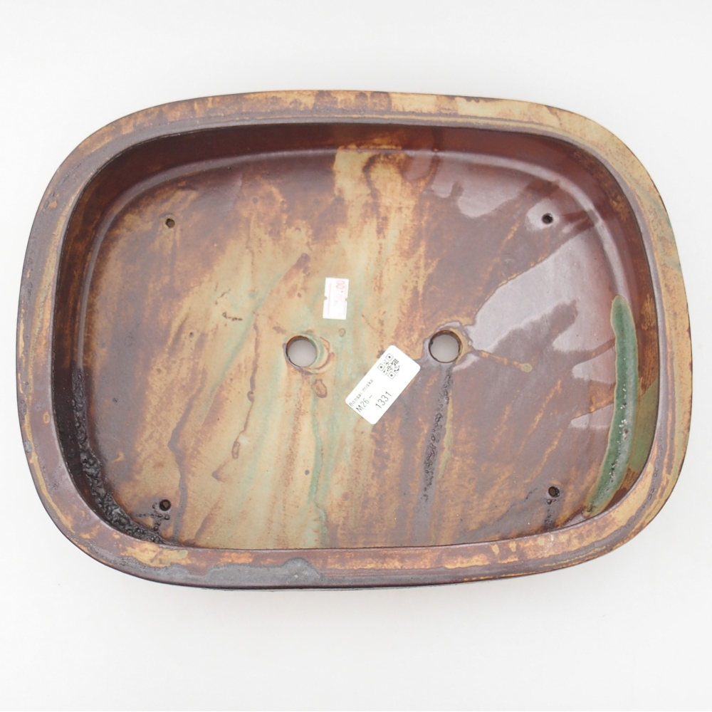 Bol à bonsaï en céramique 32 x 24,5 x 6,5 cm, couleur brun-vert