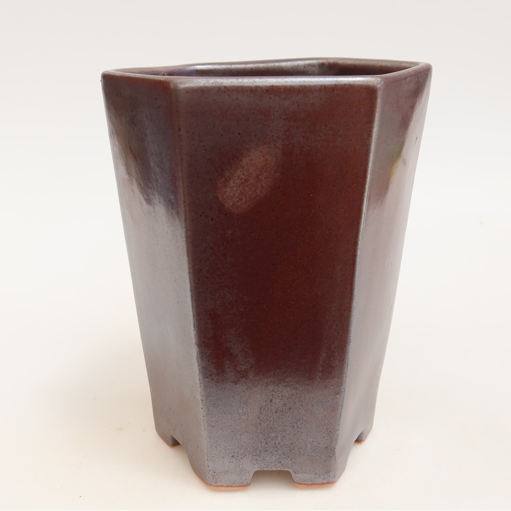 Pot à bonsaï en céramique 13 x 12 x 17 cm, couleur métallique