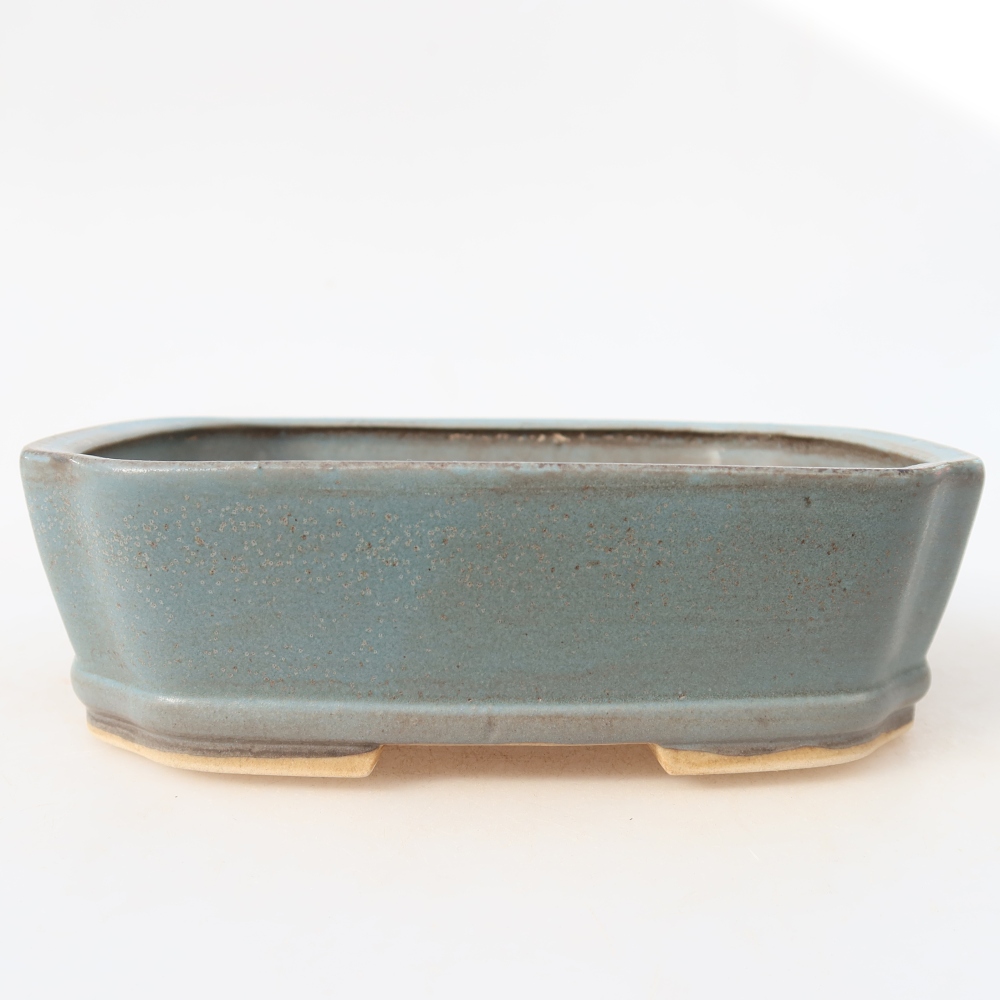 Pot à bonsaï en céramique 17,5 x 14,5 x 5 cm, couleur bleue