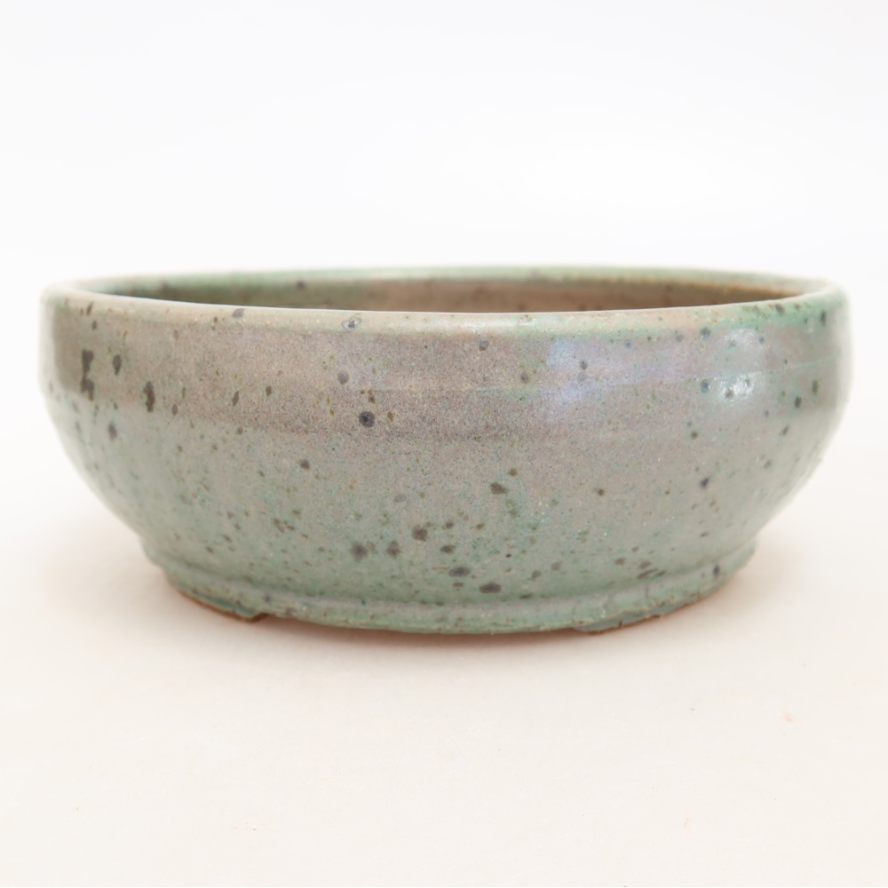 Pot à bonsaï en céramique 14,5 x 14,5 x 5,5 cm, couleur verte