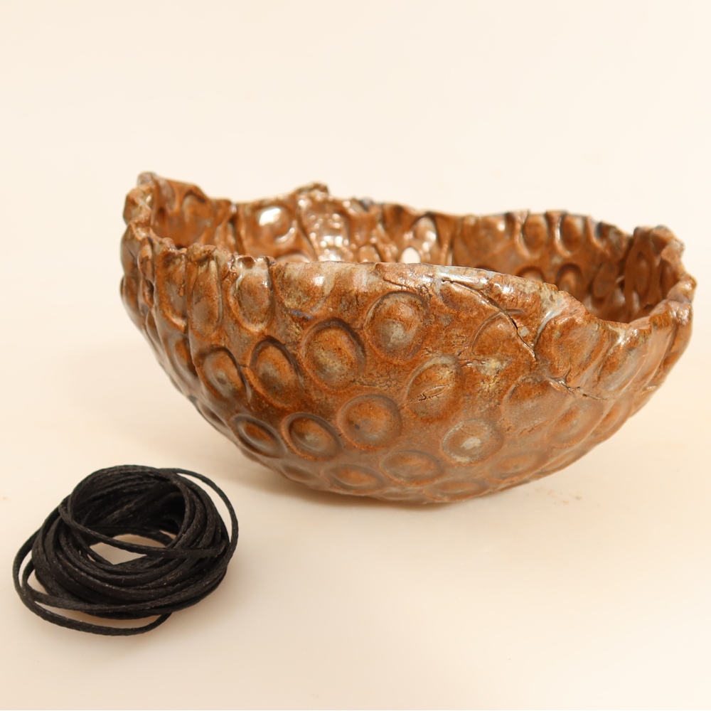 Coquille en céramique pour kokedama, 12,5 x 11,5 x 6 cm, couleur marron