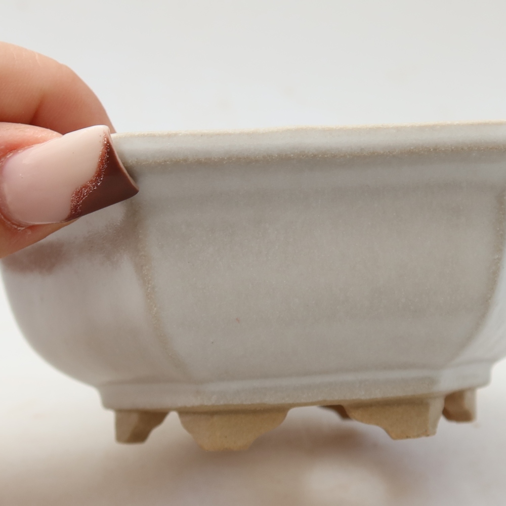 Pot à bonsaï en céramique 12 x 10,5 x 4,5 cm, couleur blanche