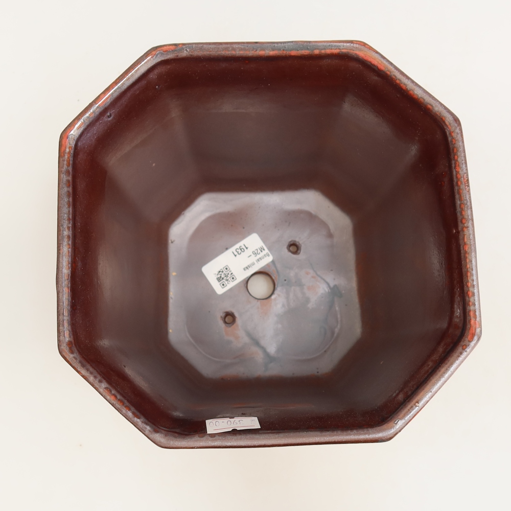 Pot à bonsaï en céramique 17,5 x 17,5 x 15,5 cm, couleur rouge