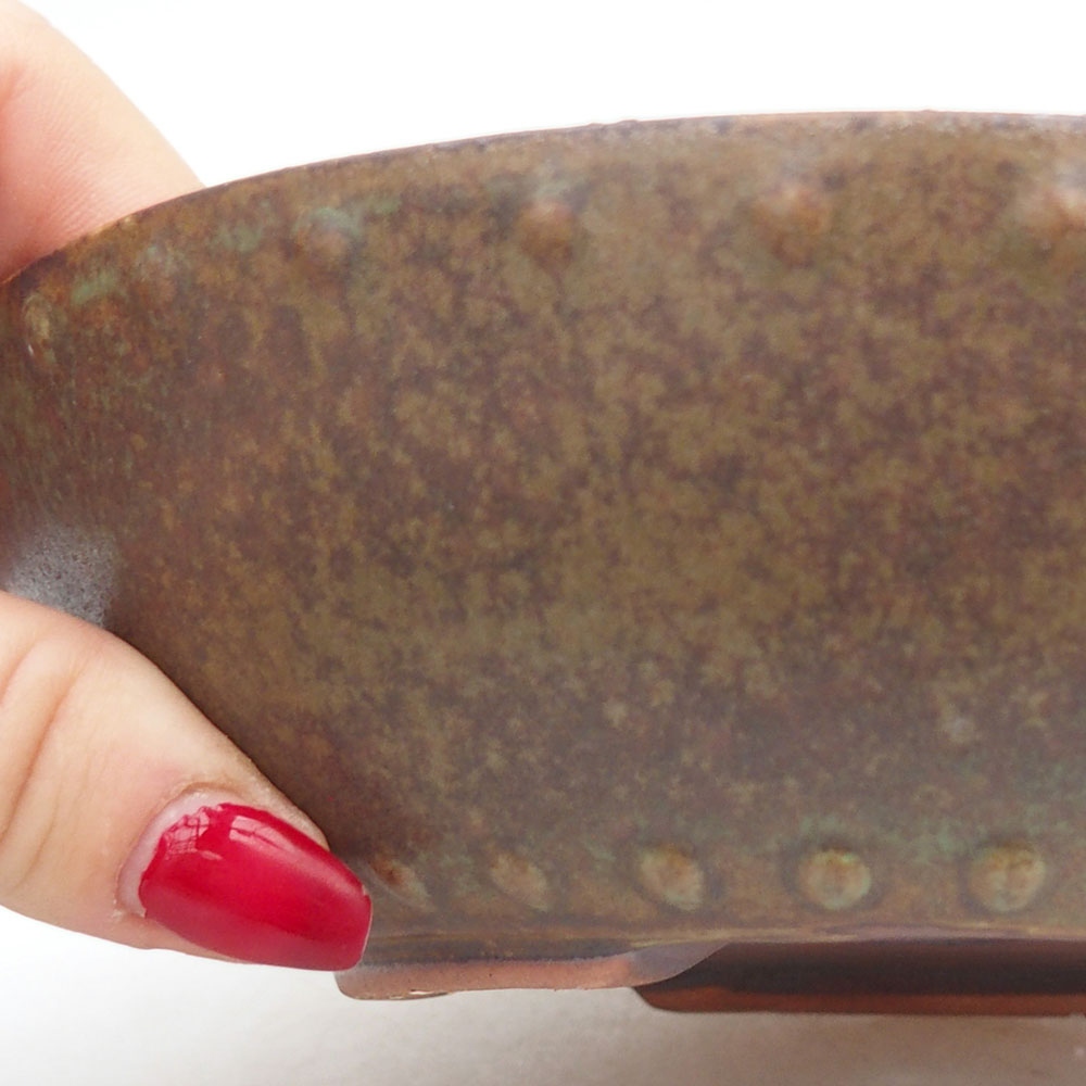 Bol à bonsaï en céramique 17,5 x 17,5 x 4,5 cm, vert