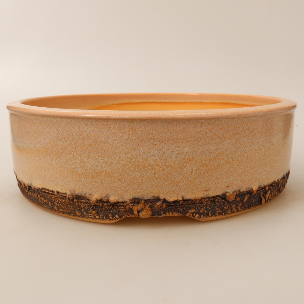 Bol à bonsaï en céramique 24,5 x 24,5 x 7 cm, couleur beige