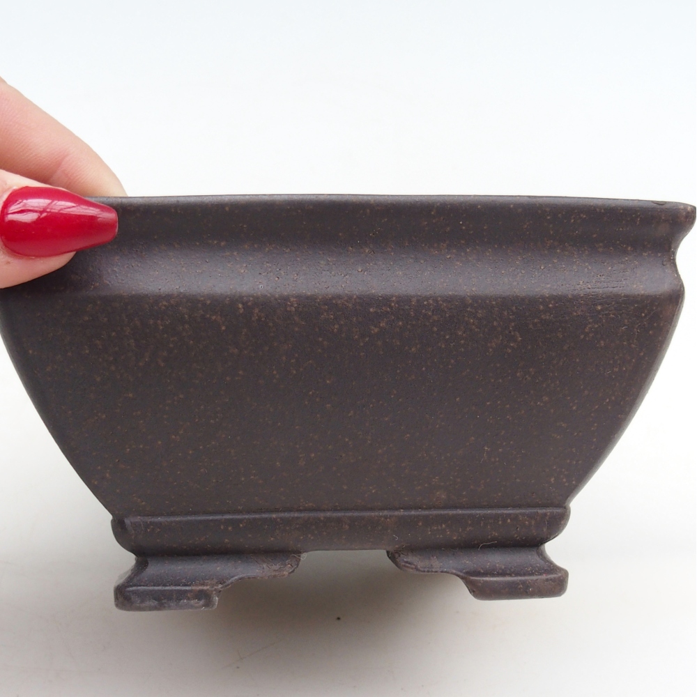 Bol à bonsaï en céramique 13 x 13 x 7 cm, couleur ocre brunâtre